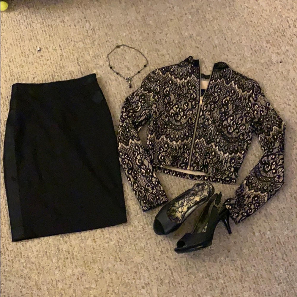 Black mesh and lace dressy jacket